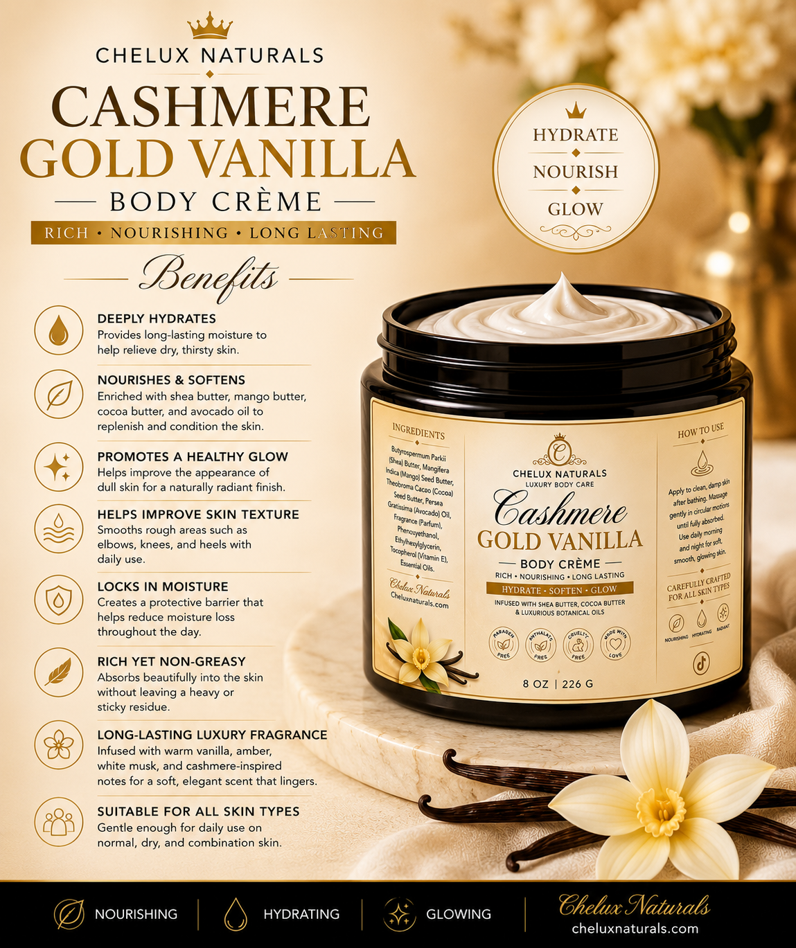 Cashmere Gold Vanilla Body Crème